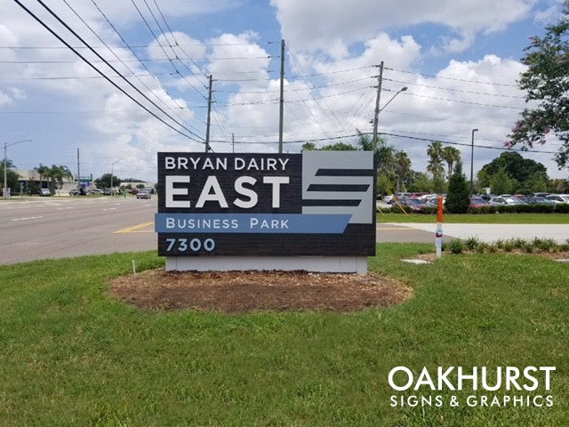 Bryan Dairy East - Business Park monument signage before landscaping