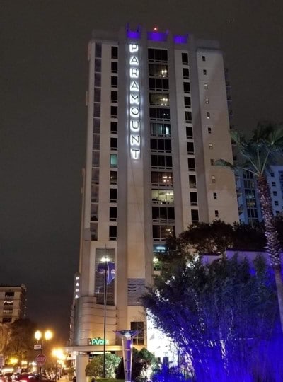 Alternate view of halo lit channel letters at night
