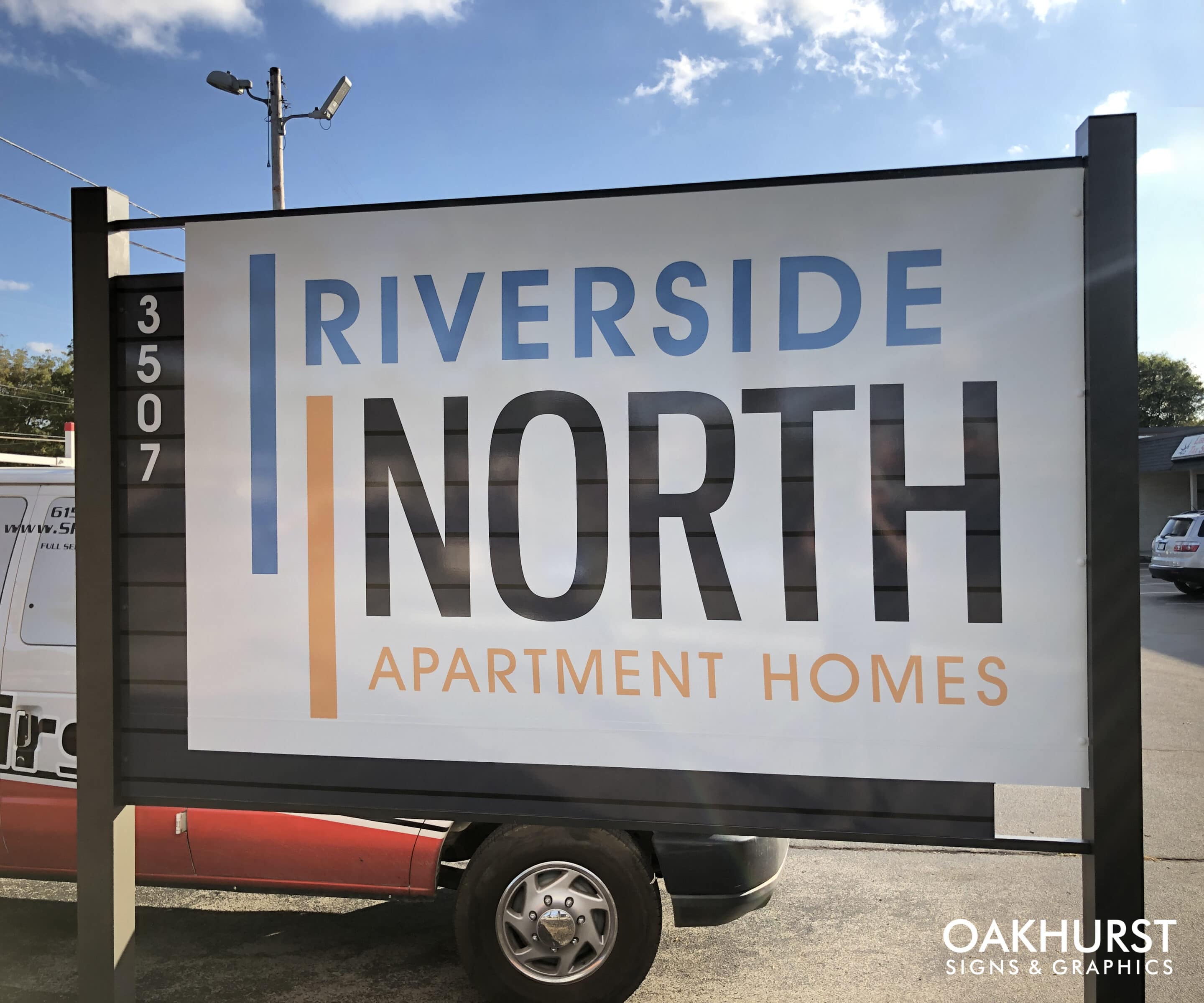 Alternate View of Riverside North Apartment Homes Post and Panel sign