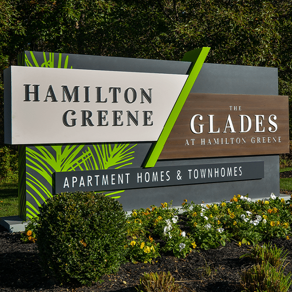 The Glades at Hamilton Greene Apartment Homes  Monument Sign